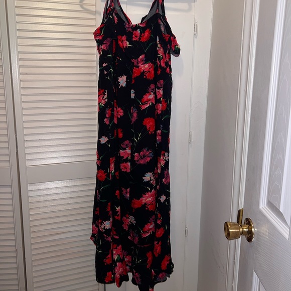 EXPRESS BLUE FLORAL RUFFLE TRIM MAXI DRESS - Picture 5 of 6